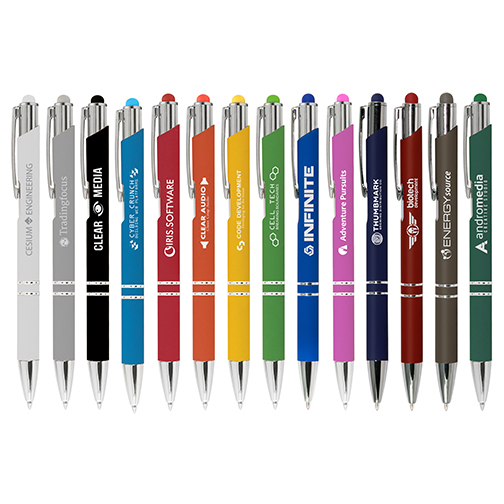 Touchpen Metall-Kugelschreiber "B-Crosby" mit gummierter Oberfläche Bitte Farbe wählen!