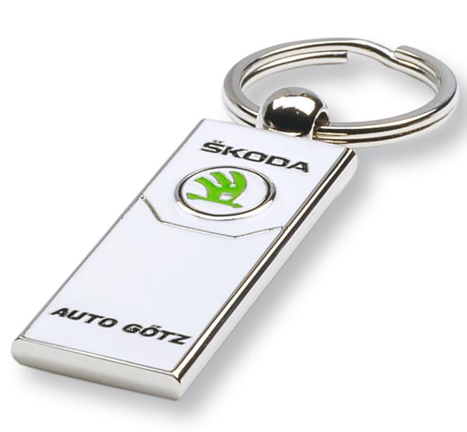 Gegossene Metall-Schlüsselanhänger mit Ihrem Firmenlogo silber/weiss Skoda