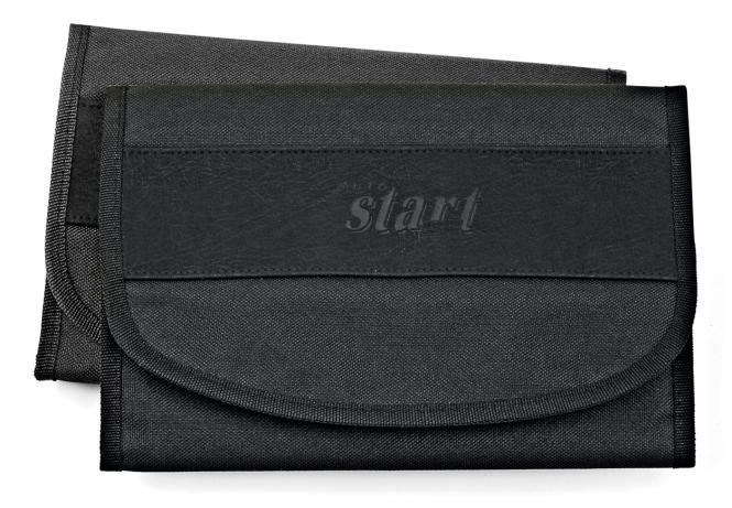 Wagenpapiertasche/Autobordtasche in Leinenoptik mit Microfaserstreifen  schwarz