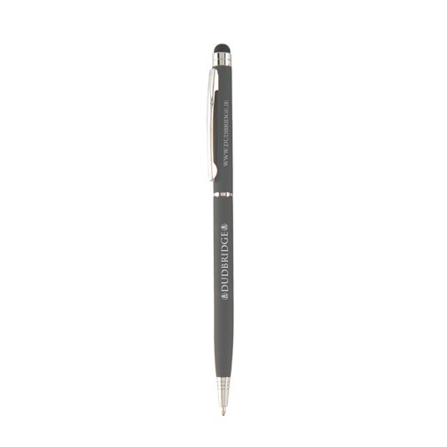 ultra-dünner Dreh-Kugelschreiber "Minnelli" mit Touchpen grau
