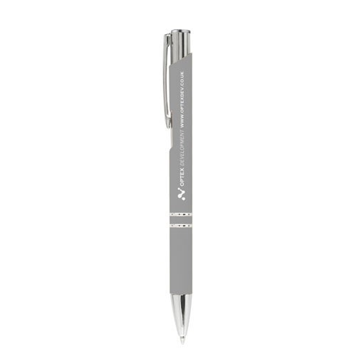 Kugelschreiber "Crosby" mit gummierter Oberfläche hellgrau