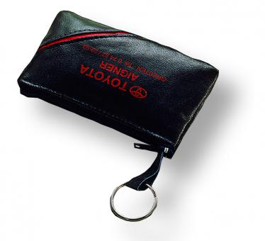 Schlüsseltaschen aus PU-Kunstleder mit Farbstreifen schwarz/rot