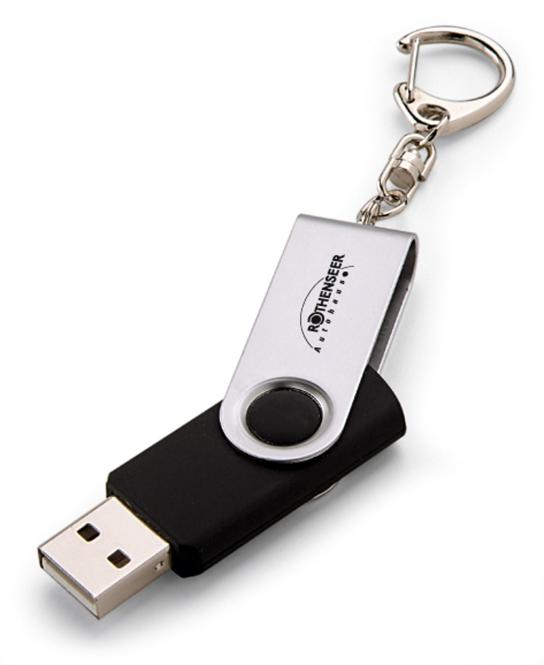 USB-Stick "Rotate" mit Schlüsselkette schwarz/silber