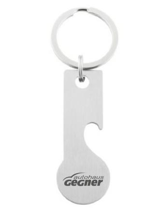 Einkaufswagenlöser Metmaxx EK-Schlüsselanhänger "Style & Open" mit Firmenlogo als Lasergravur