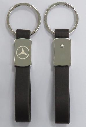 Metall-Schlüsselanhänger mit Lederschlaufe