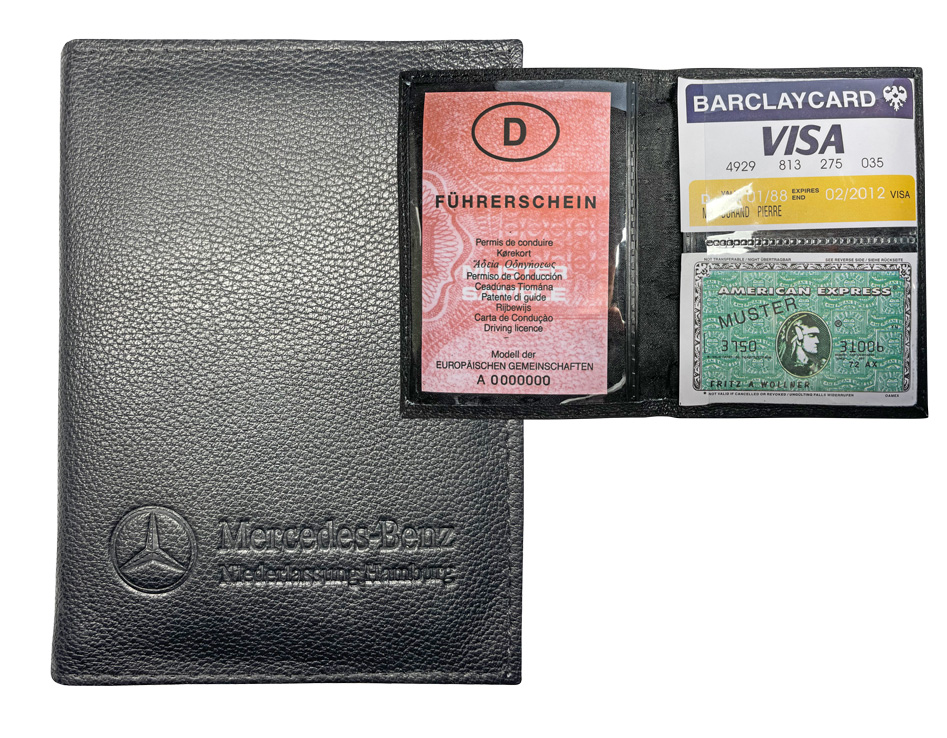 Günstigste Fahrzeugscheinhülle aus weichem Leder mit 2 Ausweis- & 2  Scheckkartenfächern