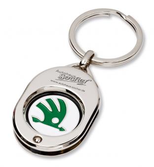 Schlüsselanhänger mit Einkaufschip Skoda Anhänger Key Ring Chip